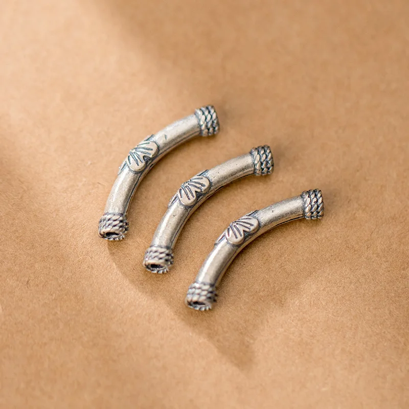 MEETSOFT 100% Серебряный Рельефный цветок сливы резной узор из бисера винтажный