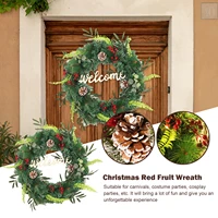 christmas berry pinecone wreath wall hanging artificial wreath with led wall hanging pine cone wreath with led front door decor