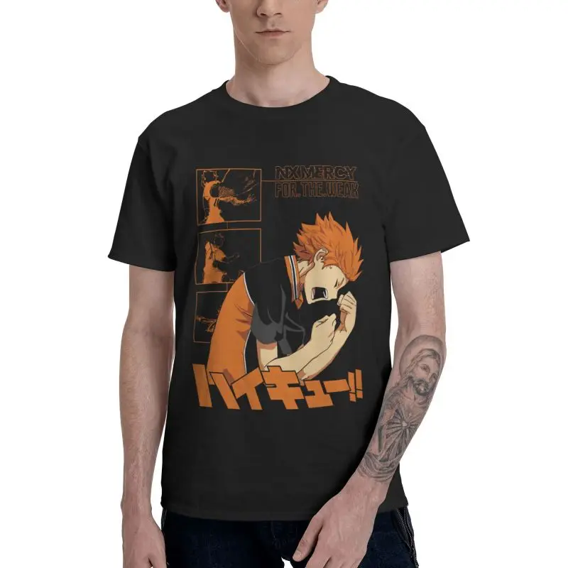 

Футболка Haikyu Shoyo Hinata Мужская Уличная одежда футболки Топ хлопковая футболка с коротким рукавом Аниме Манга Haikyuu футболки Подарочная одежда