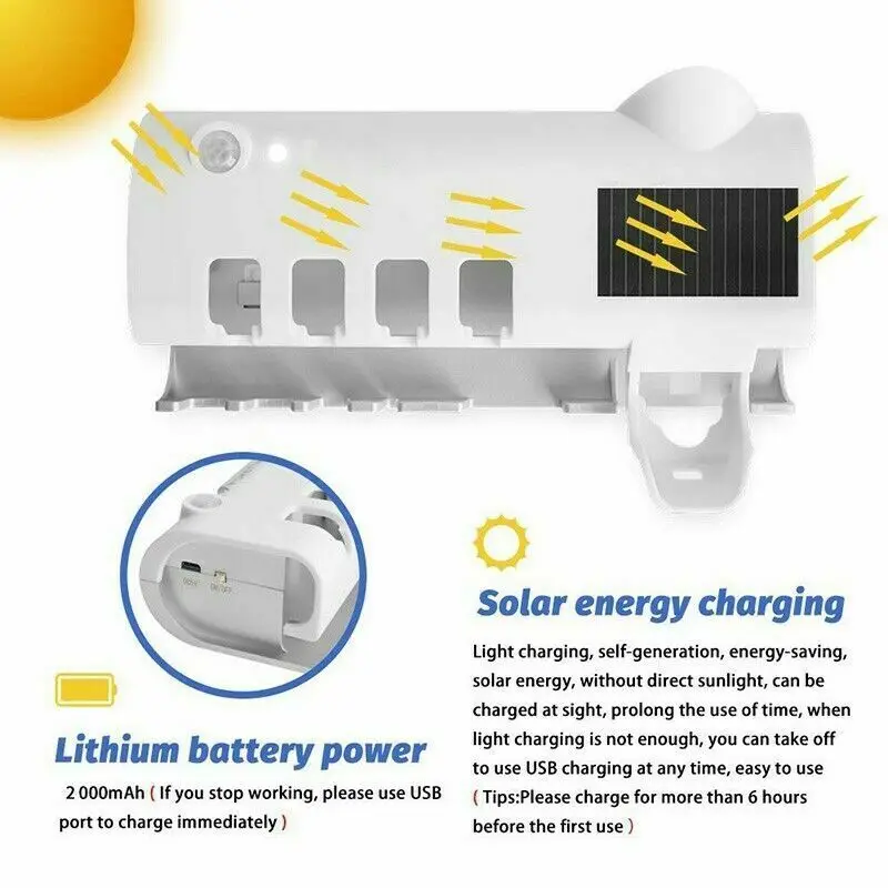 УФ стерилизатор зубных щеток перезаряжаемый Солнечный светодиодный