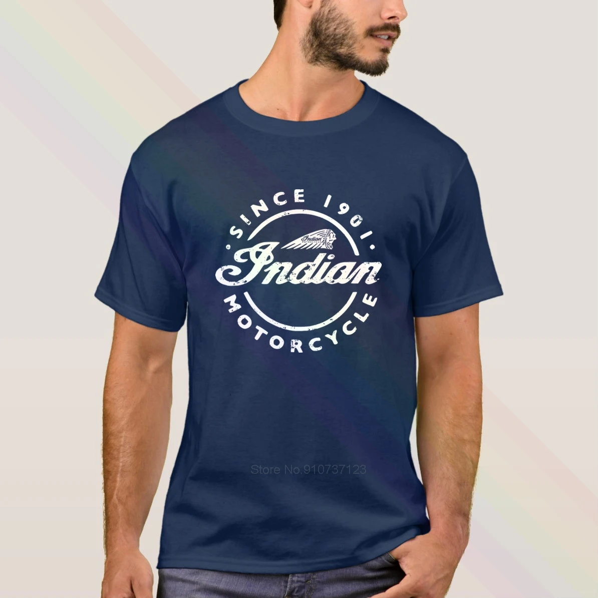

2020 Newest Since 1901 Indian Classic Black T-Shirt Motorcycle Summer Men's Short Sleeve Popular Tees Shirt Tops Unisex