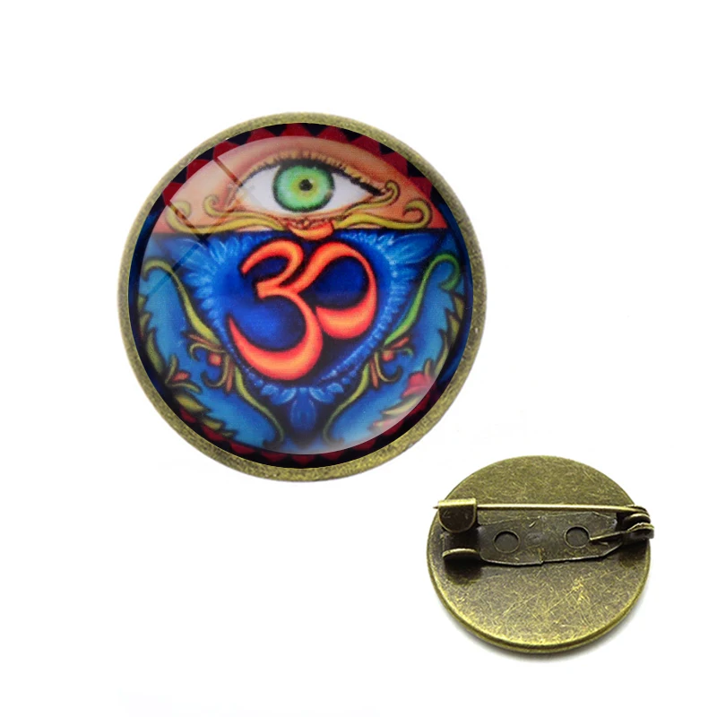 Минимализм Ом АУМ Будда Броши ручной работы художественное изображение стекло