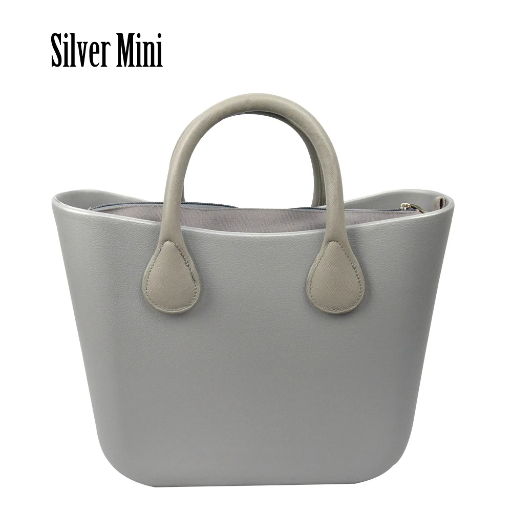 silver mini Huntfun модная женская мини-сумка EVA с водонепроницаемой вставкой внутренний карман короткие кожаные ручки стиль obag O женская сумка - Цвет: silver mini