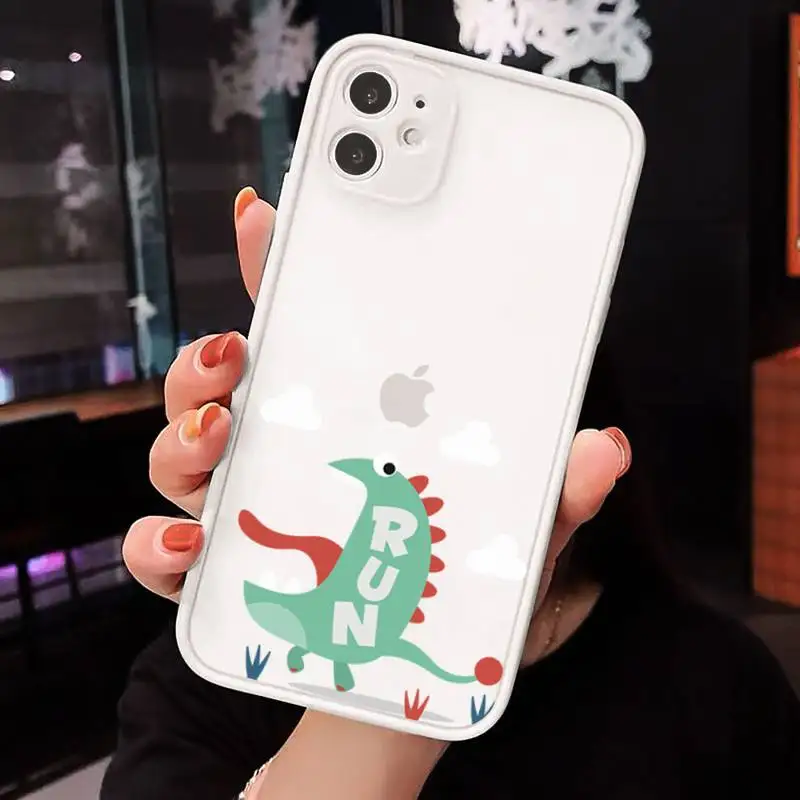 

Creative cute dinosaur Phone Cases Matte Transparent for iPhone 7 8 11 12 s mini pro X XS XR MAX Plus cover funda