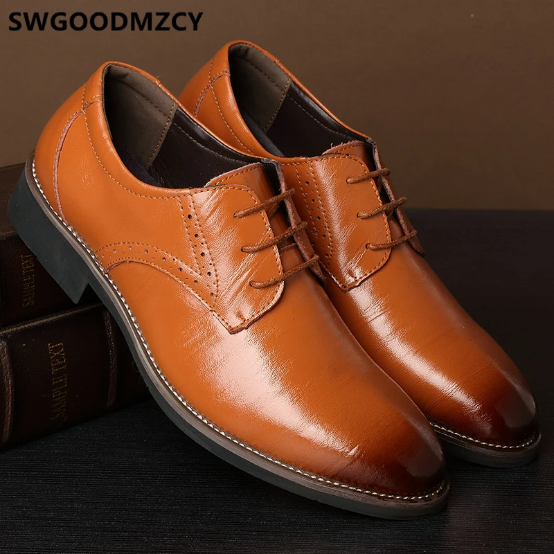 

Mens Wedding Shoes Genuine Leather Brown Shoes Men Oxford Black Party Shoes Men Office Blue Zapatos De Hombre De Vestir Formal