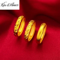 kissflower ri75 fine jewelry wholesale fashion woman girl birthday wedding gift meteor shower starry 24kt gold resizable ring