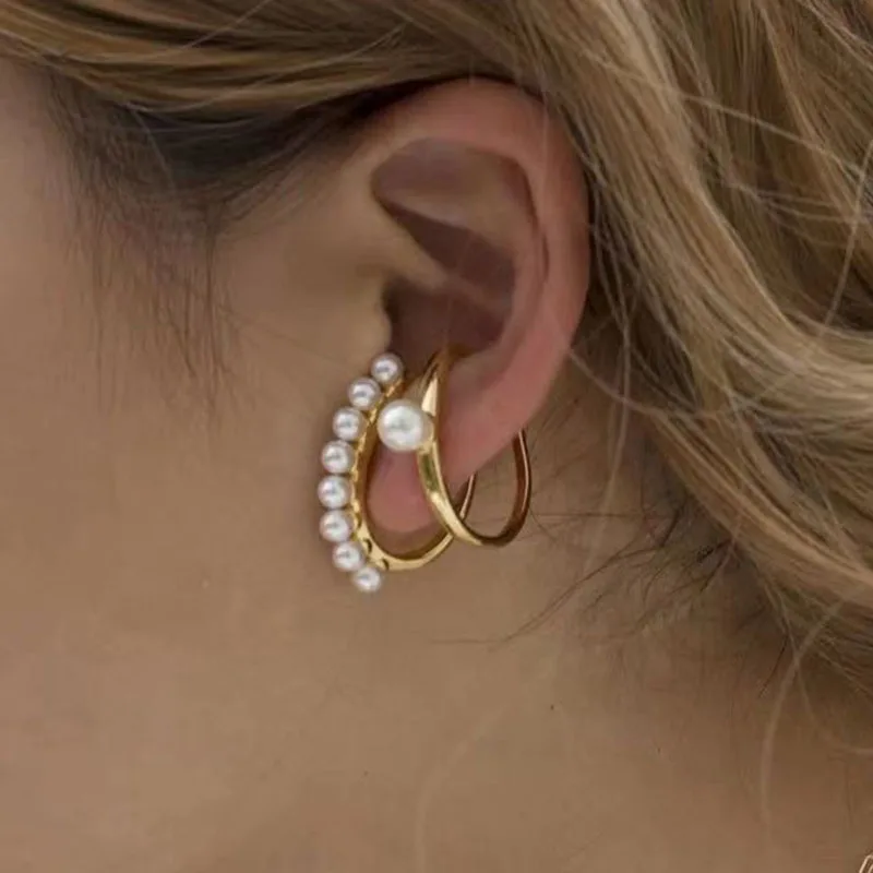 Трендовые модные серьги золотого цвета Глубокий u образный крючок имитация