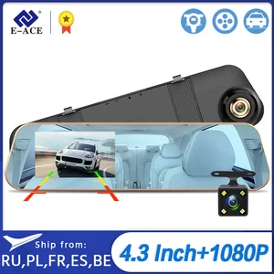 E-ACE A10 Автомобильный видеорегистратор горячая Распродажа Full HD 1080P Автомобильный видеорегистратор Камера авто 4,3 дюймов зеркало заднего вида видео рекордер двойной объектив автоматический Регистратор