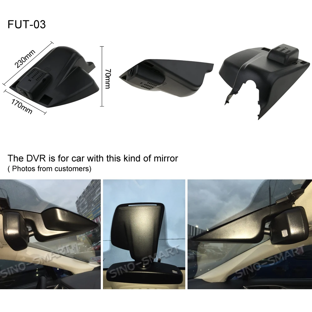 SINOSMART Novatek 96672 автомобильный WiFi DVR камера для Ford Mondeo управление через мобильный