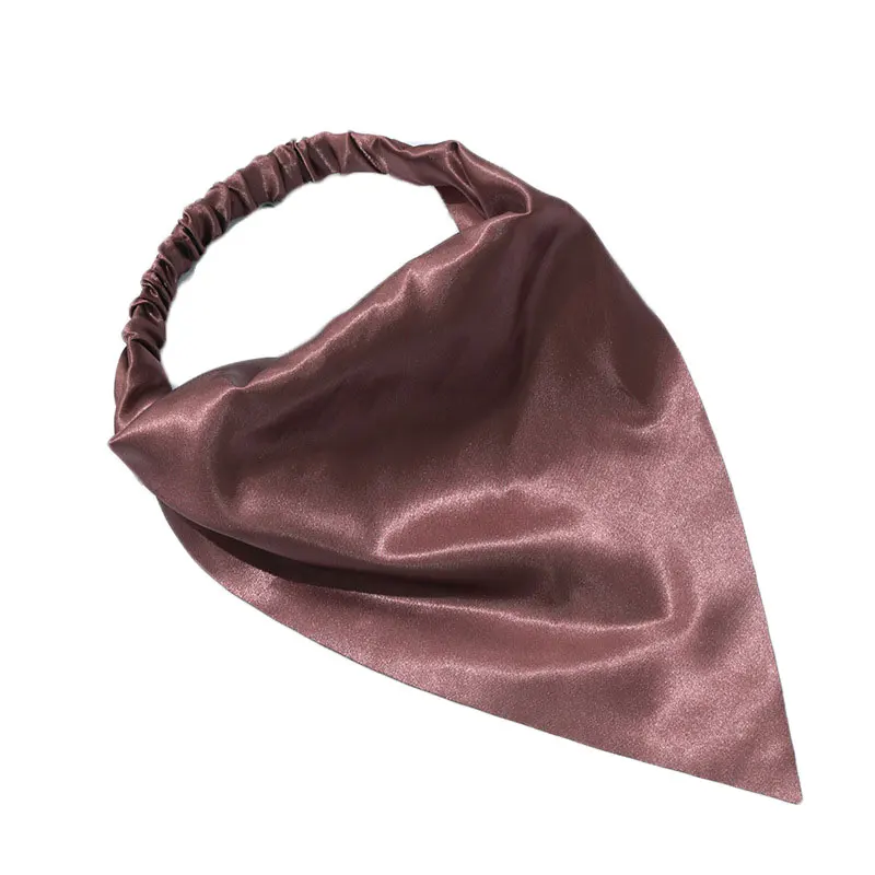 

Solid Color Triangle Hair Scarf Headband Glossy Silky Satin Scrunchies Turban Headwrap Elastic Hair Band Women Hair Accessories