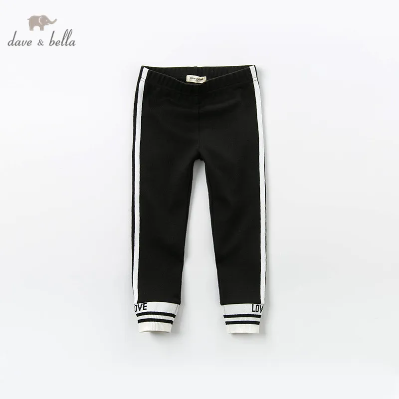 Dave bella/весенние модные детские штаны в полоску с буквенным принтом для девочек