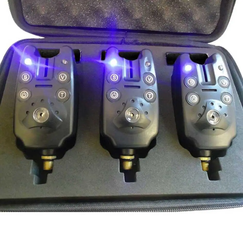 

3Pcs Fishing Bite Alarms Set LED Light Sound Biting Indicators Fish Finders Tool Electronic Fishing Alarm