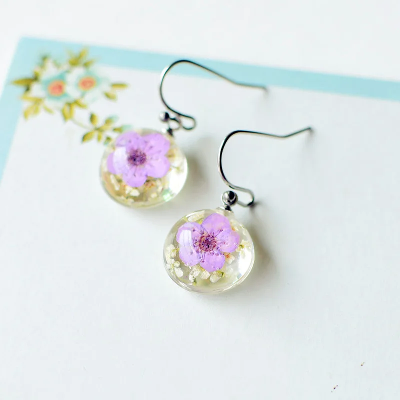 

1 Pair Lace Daffodil Epoxy Dried Flowers Earrings and Earrings 5 Colors Into Earrings New Earrings
