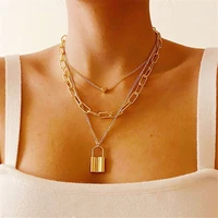 2021 new multilayer chain gold choker necklace for womenstyle heart lock love pendant necklace fashion wedding jewelry gift