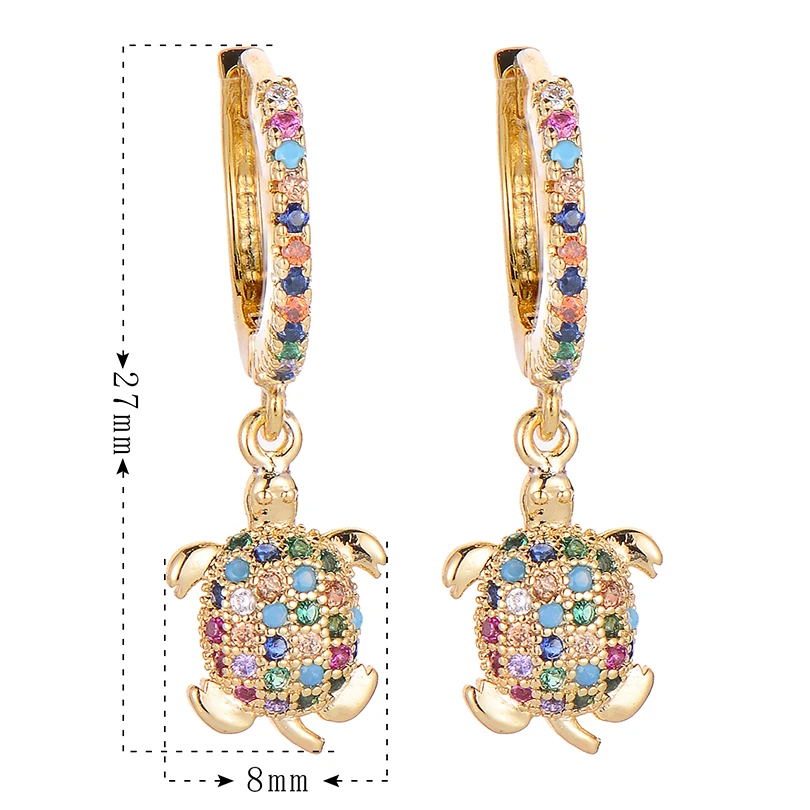 Pipitree милые животные морская черепаха серьги-кольца медные кубические