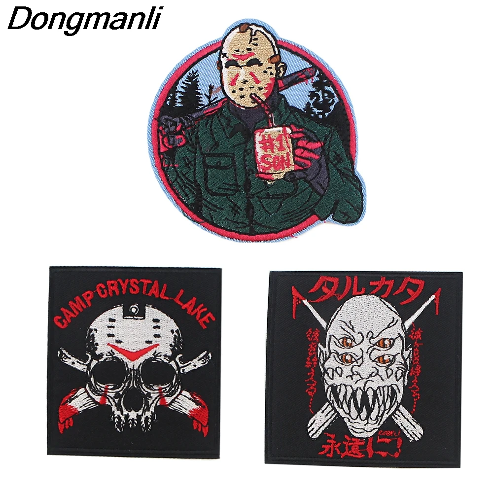 

BG375 Horror Movies Punk Badge Patch Embroidered Iron Patches for Clothing DIY Clothes Stickers Badges