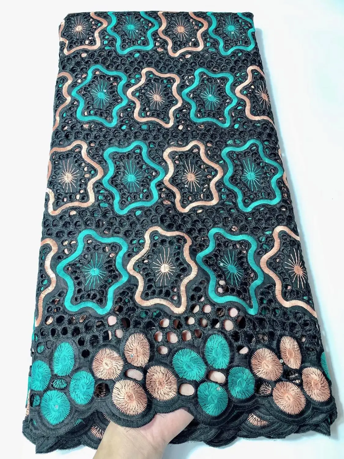 Африканская Свадебная кружевная ткань с камнями зеленая нигерийская