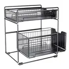 Двухуровневая полка для кухни, Многофункциональный органайзер для экономии места, полка и держатели для дома и офиса