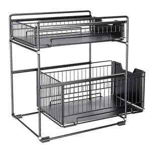 Двухуровневая полка для кухни, Многофункциональный органайзер для экономии места, полка и держатели для дома и офиса