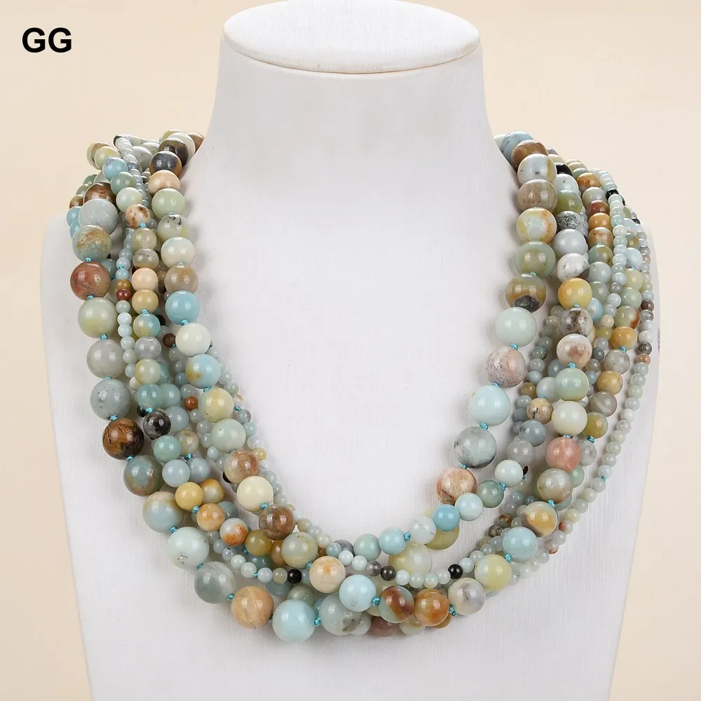 Женское ювелирное изделие GG Jewelry натуральное круглое ожерелье из амазонита 19