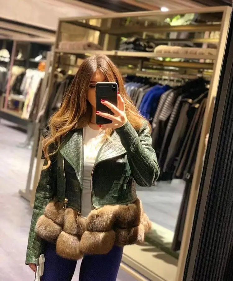 Arlenesain новая стильная женская куртка из овечьей кожи с узором крокодиловой