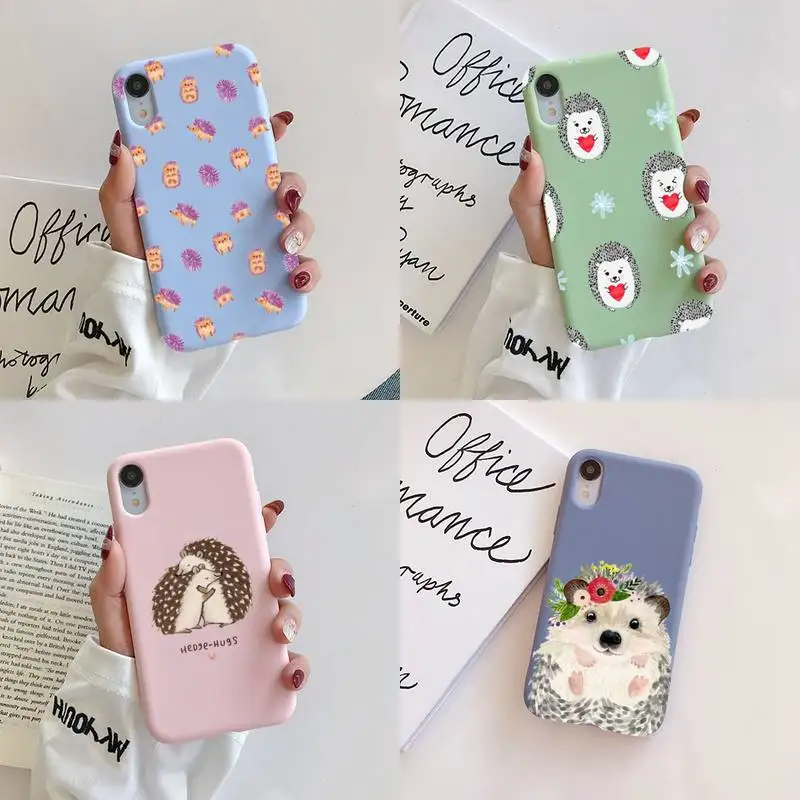 

Kawaii Hedgehog Heart Original Liquid Silicone Phone Case for iphone 13 12 11 Pro Max X XS Max XR 7 8 6 6S Plus Couples Cases