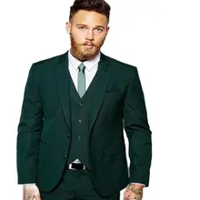 Hot Sale Groom Tuxedos Green Notched Lapel Single Breasted Mens Suits For Wedding Popular Dinner Party Formal Wear 3 Pieces (2)