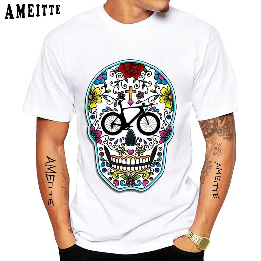 Футболка мужская с коротким рукавом и принтом в виде черепа | Мужская одежда