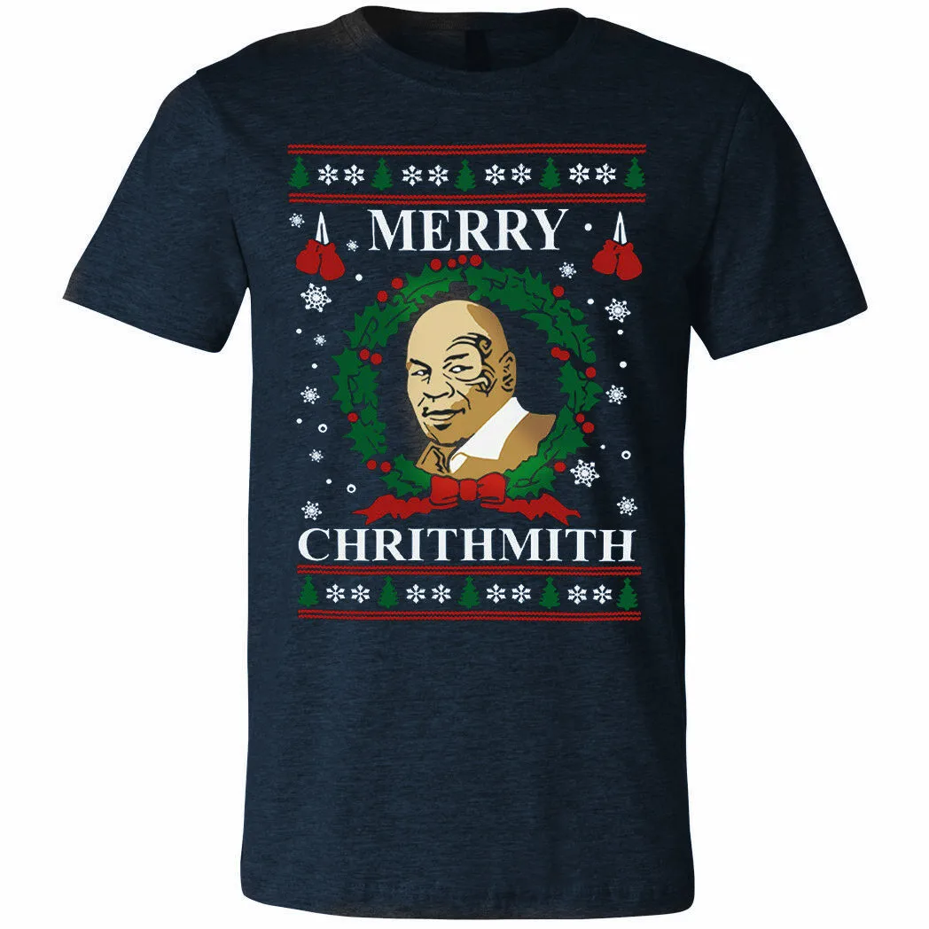 Рождественская футболка с надписью Merry Chrithmith смешная хлопковая коротким рукавом