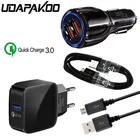 Быстрое зарядное устройство usb с европейской вилкой QC 3,0, автомобильный адаптер, 1 м, кабель Micro USB для Samsung S7, j4, j6, j3, j5, j7 2016 2017, Redmi 7, 5, 6, Doogee, Oukitel