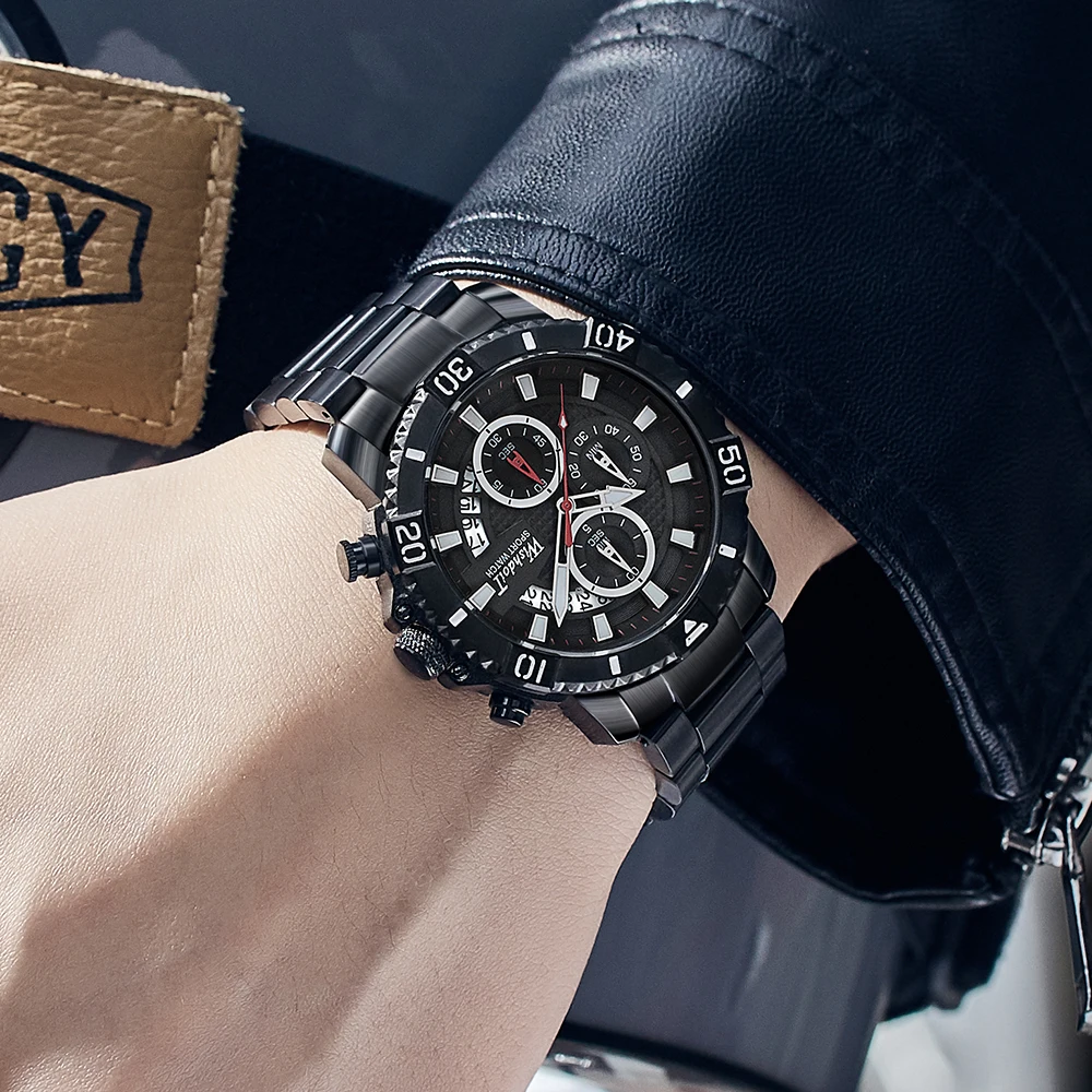 

Men's Watches Quartz Luxury Business Man Watch Waterproof Black Movement Wristwatches Luminous Chronograph Wristwatch