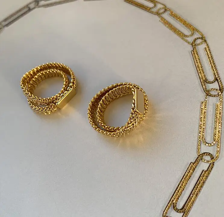 Модное кольцо золотого цвета для женщин модная мягкая цепочка простое мягкое |