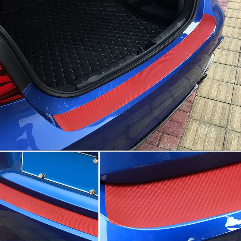 

Universal Trunk Rear Guard Plate Sticker Car Rear Bumper Trim Anti-Kicked Scratch Protection Sticker Strip 3D Carbon Fiber Film