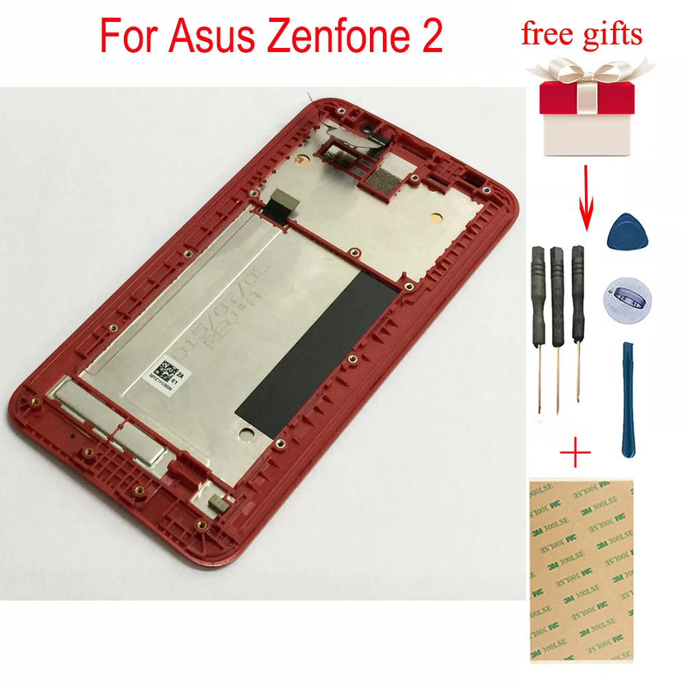Для Asus Zenfone 2 ZE551ML Z00A Z00AD Z00ADB ЖК-дисплей Панель модуль+ сенсорный экран дигитайзер стекло сенсор сборка+ красная рамка