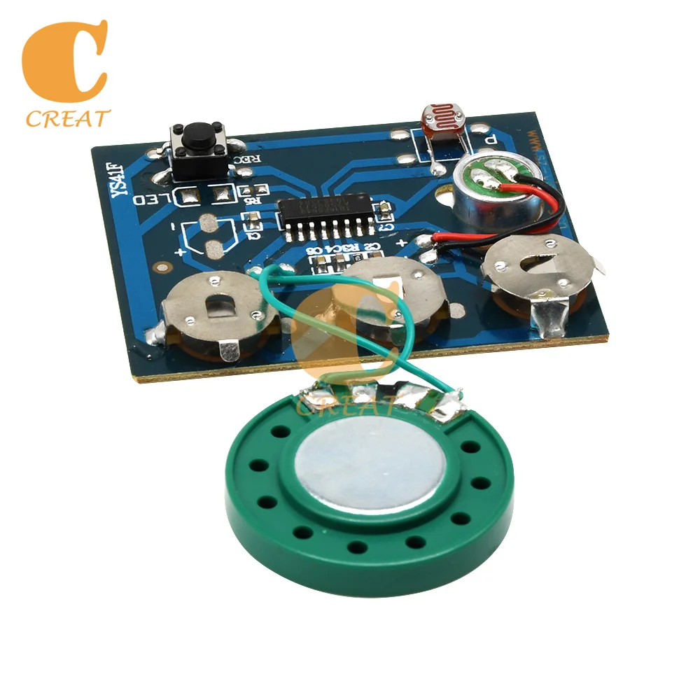 

30S Sound Voice Music Recorder Board Photosensitive Sensitive Key Control Programmable Audio With Speaker For Greeting Card DIY