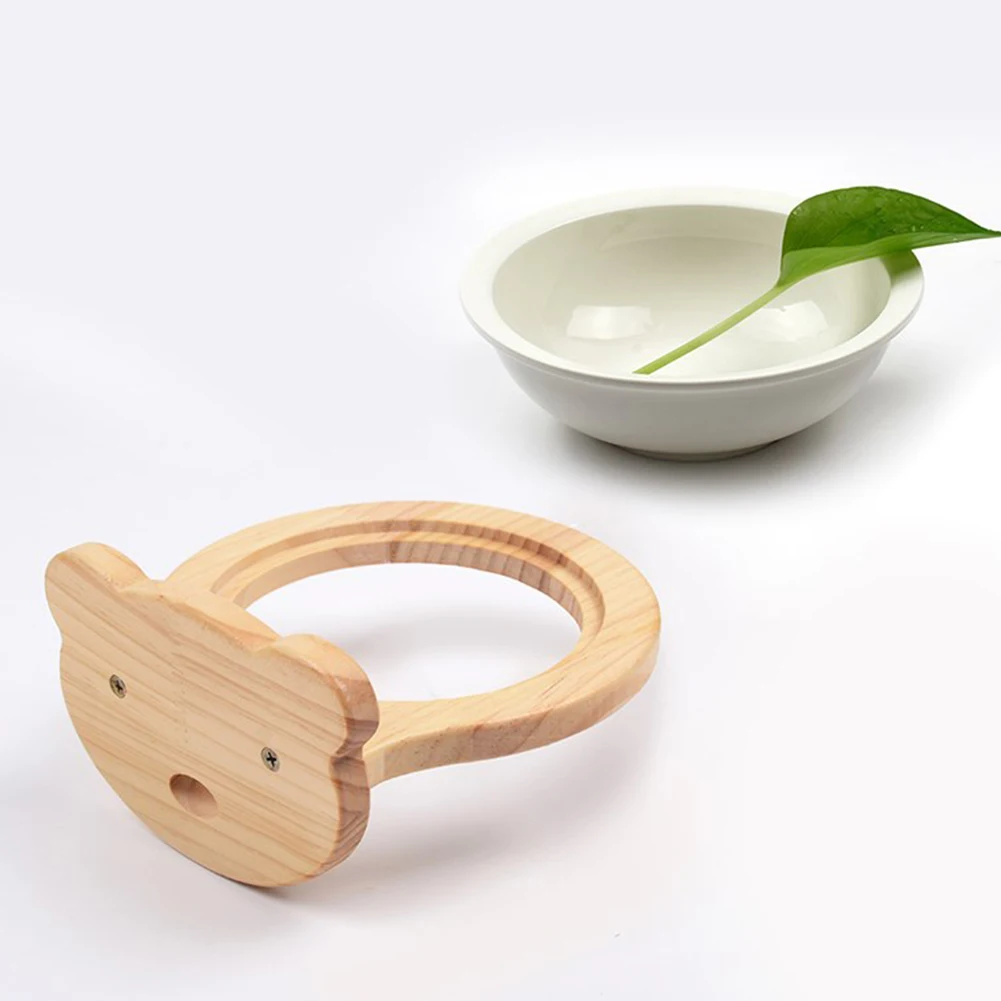 

Small Pet Removable Cage Bowl Cat Bowl With Pine Wood Hanging Holder Bear Shape Durable Cat Bowl Water Healthy Eating Feeder