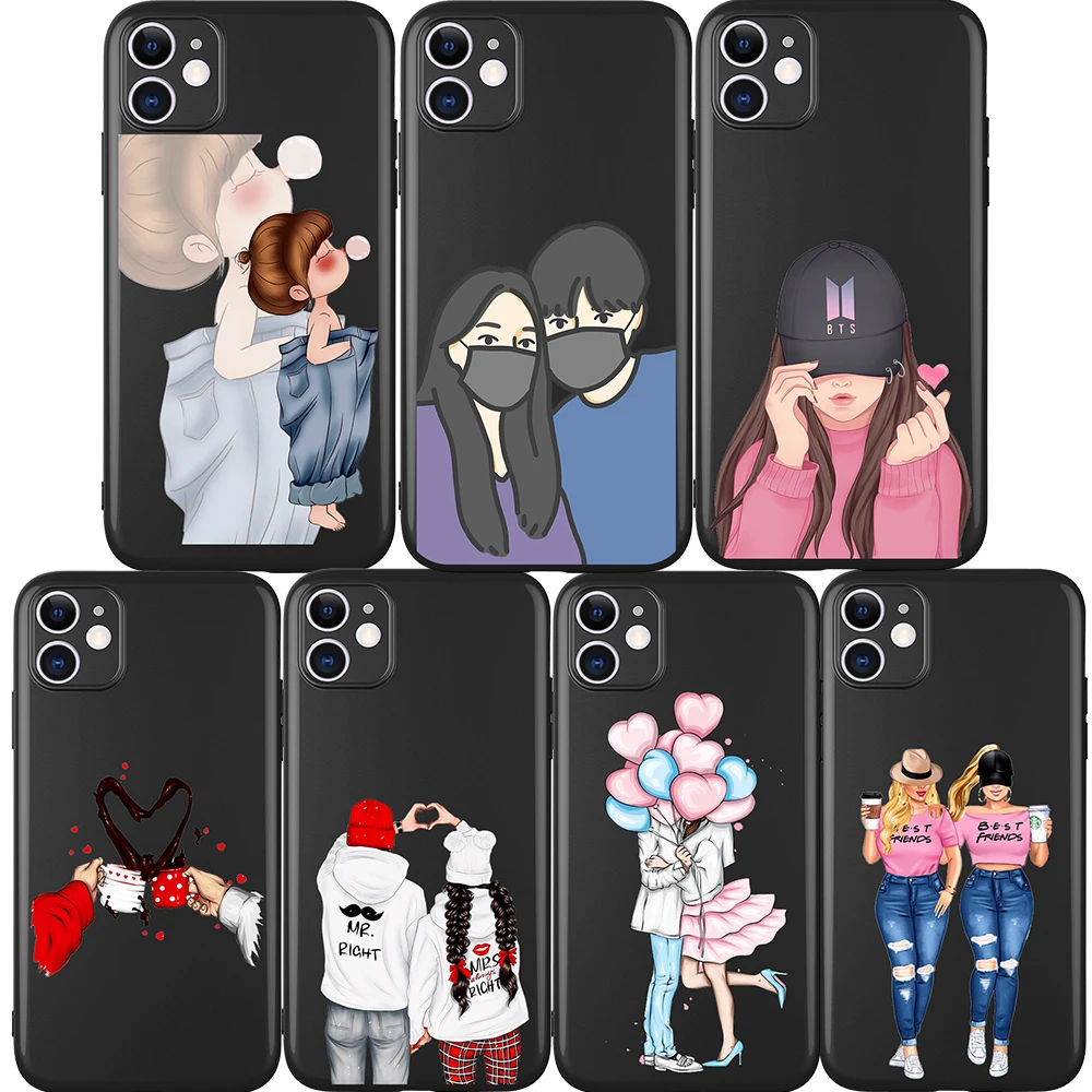 

New Pants girl friends couple cartoon for IPhone 13 12 Pro Max 5 6 6S 7 8 SE 2020 Plus X XS XR 11 Pro Max Phone Case Coque Funda