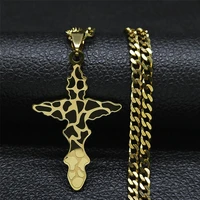 2022 fashion punk cross stainless steel chain necklace for women gold color pendant necklace jewelry collier homme n4281s05