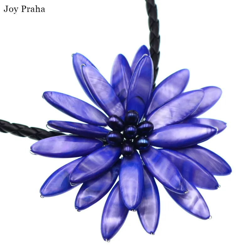 

Handmade royal blue shell pearl women necklace / Sun flower clavicle chain accessories / wholesale dropshipping