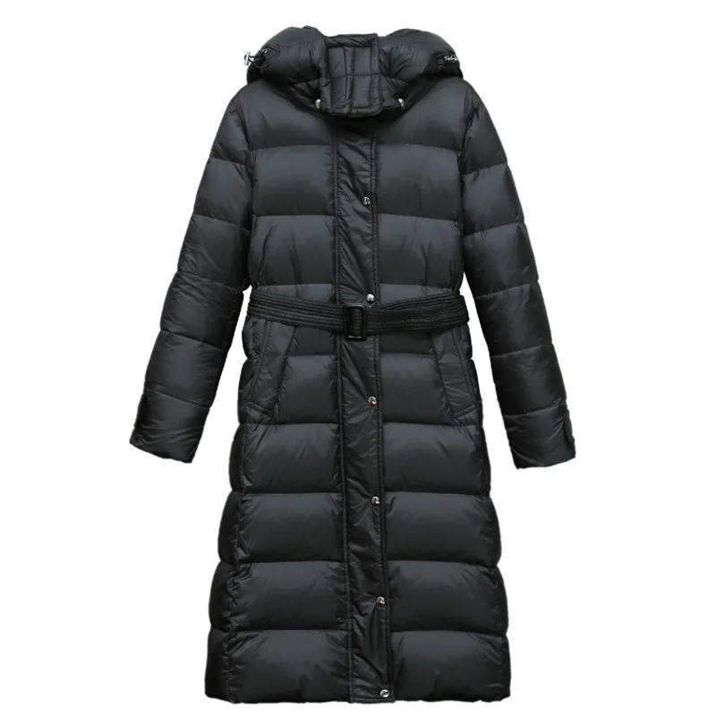 AYUNSUE зимнее пальто женская куртка 90% на белом утином пуху женское длинное пуховое