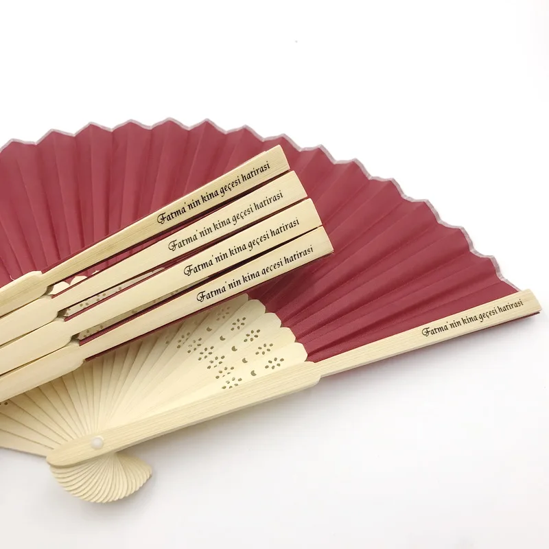 100PCS Customized Wedding Fold Fan Silk Printing Bride&ampGroom's Name and Date Personalized Hand Bamboo Promotional Gift | Дом и сад
