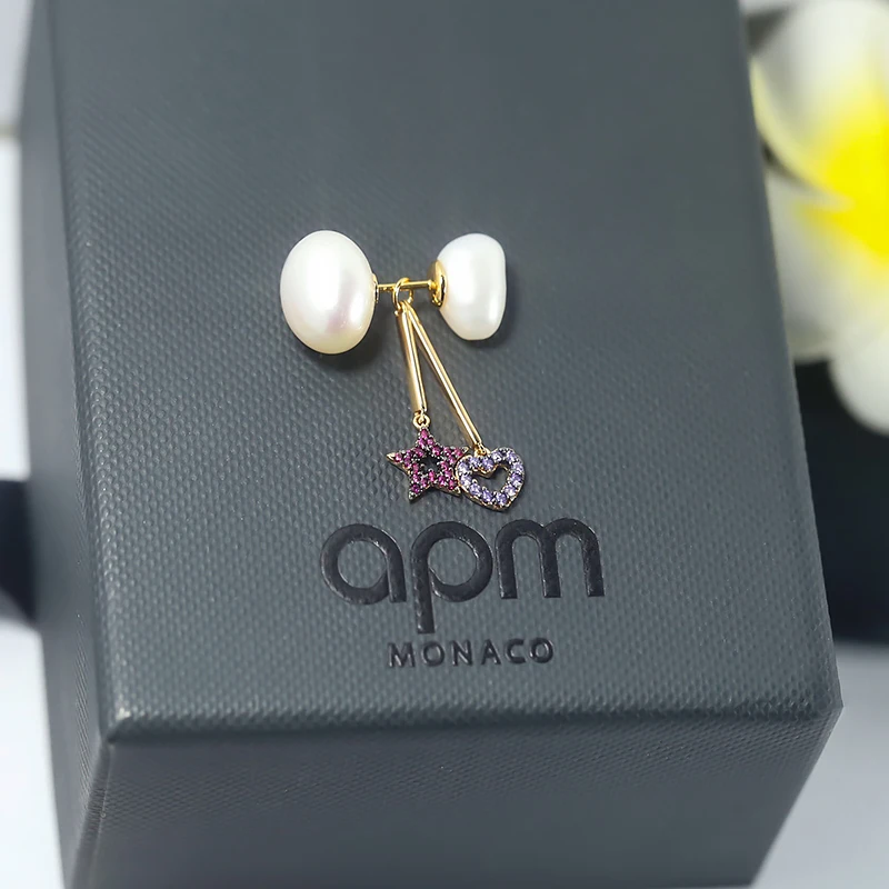 

Love star Pearl Earrings 925 pure silver micro inlaid zircon exquisite personality fashion elegant high-end women