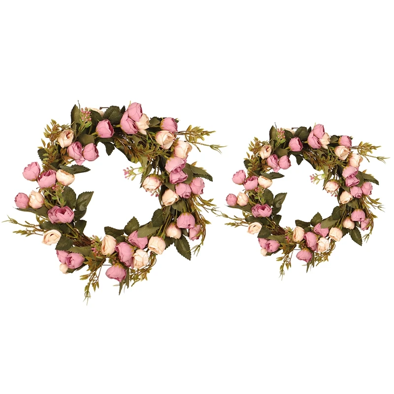 

Artificial Rose Flower Wreath with Elegant Best for Front Door Wedding Birthday Party Wall Window Home Decor