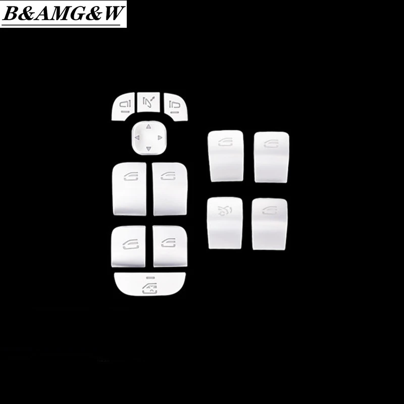 

Car Window Glass Lifting Buttons Sequins Decoration Cover Trim 13Pcs For Mercedes Benz W247 W167 W177 W213 W205 GLB GLK GLS GLE