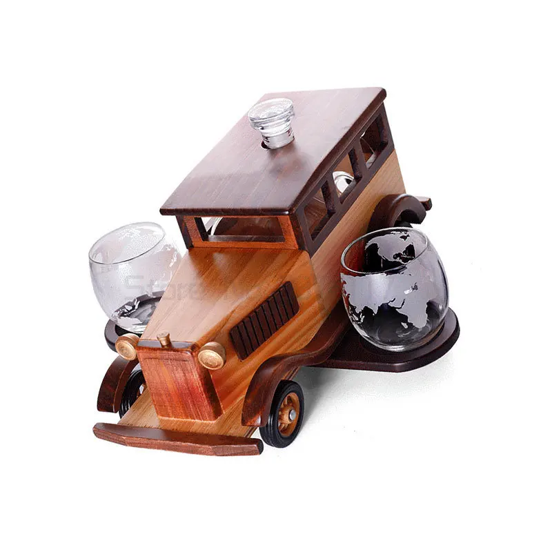 

Creative Decanter Set Sailing Decanter Whiskey Wine Glass Set One Bottle Four Cups With Wooden Base
