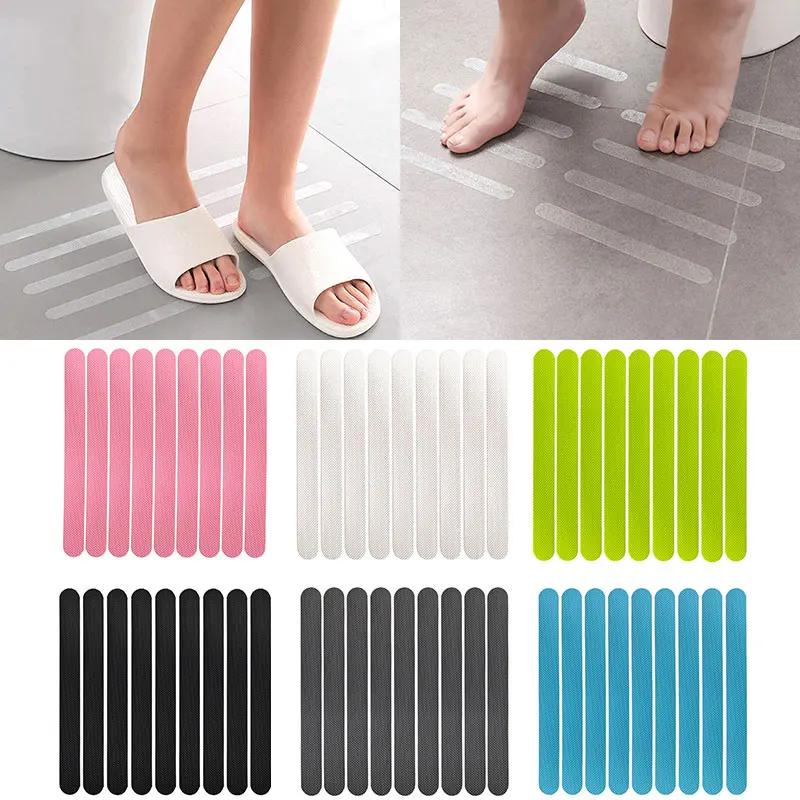 

12PCS Bathroom Anti-slip Strips PEVA Bathroom Bathtub Solid Color Non-slip Stickers Multifunctional Household Products