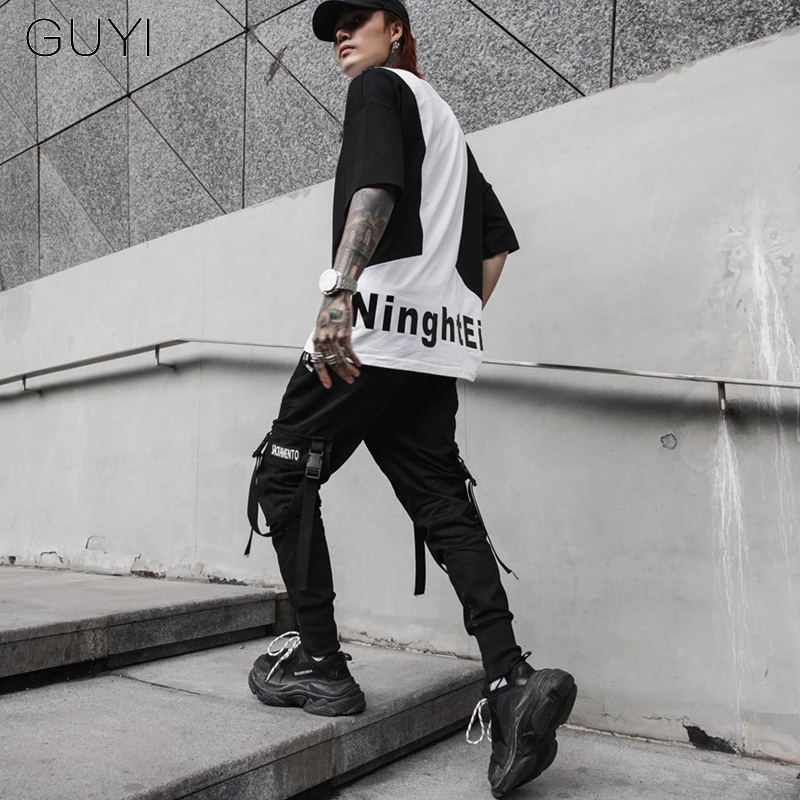 Штаны-карго мужские в стиле хип-хоп уличная одежда джоггеры с надписью боковыми