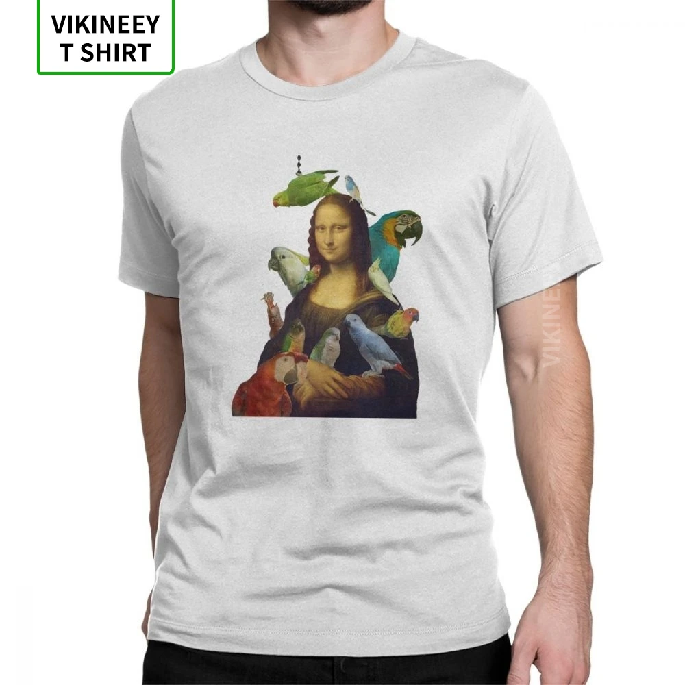 Футболка мужская с коротким рукавом Мона Лиза Мама Из попугаев хипстерская