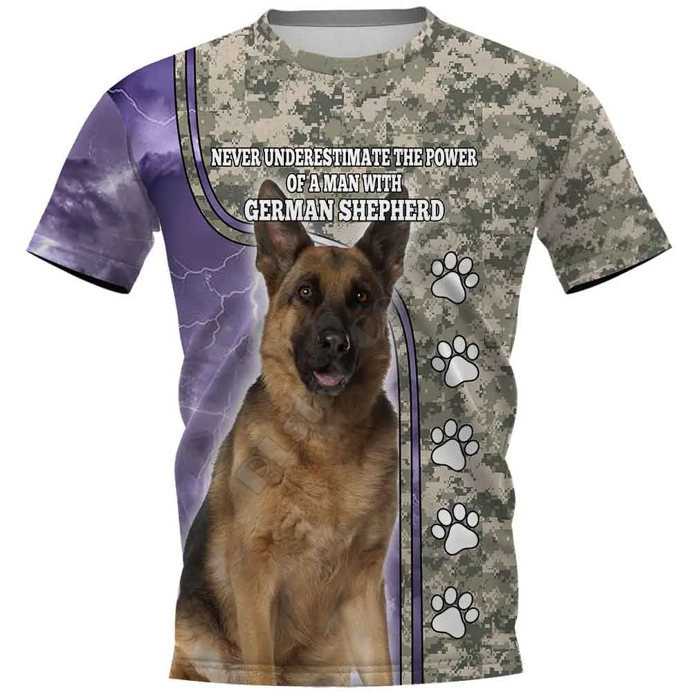 

Футболка с 3D-принтом немецкой овчарки, женские и мужские летние повседневные футболки, футболки с коротким рукавом, Прямая поставка 08
