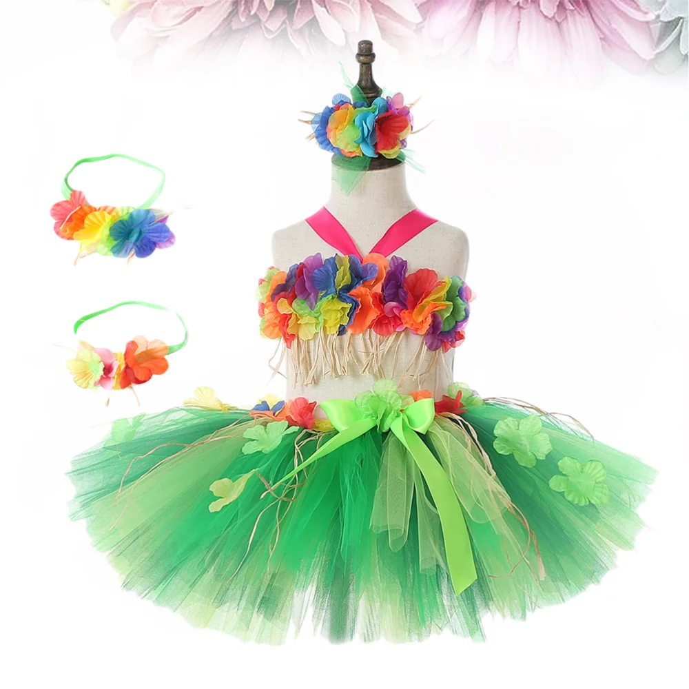 

1set Hawaiian Grass Skirt Suit Dancer Hula Skirt Banquet Cosplay Skirt for Hawaiian Banquet Campfire Party